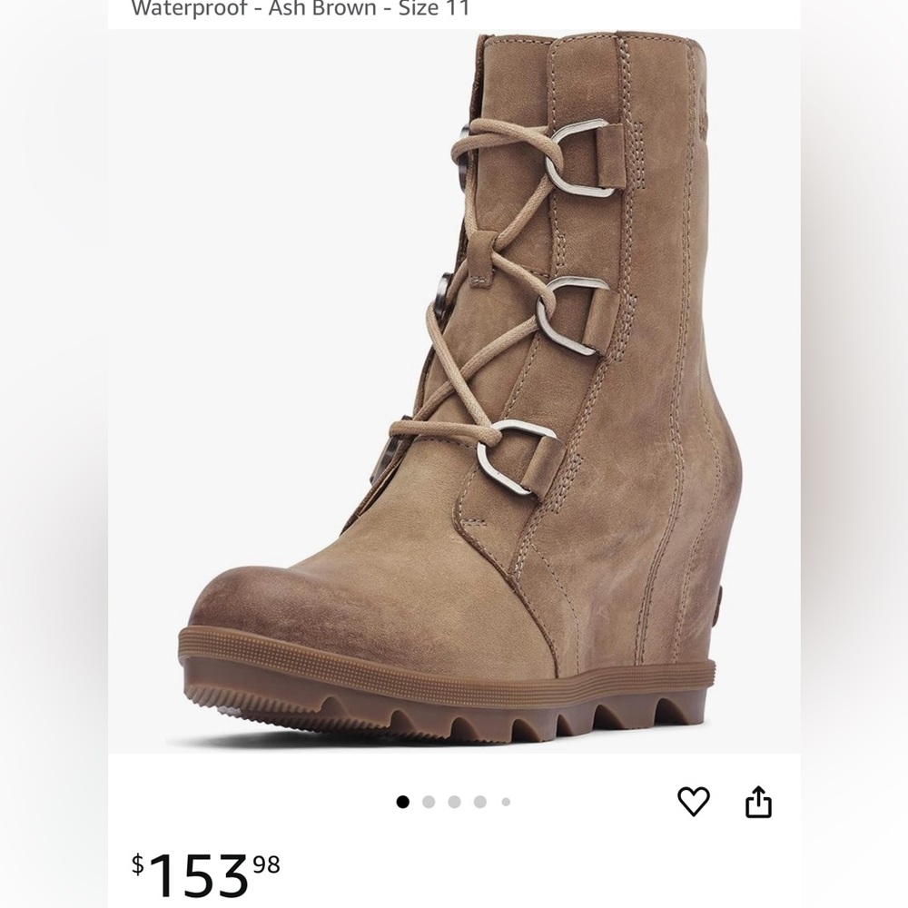 Sorel Women's Wedge Brown Leather Boots Joan of Arctic Wedge Mid